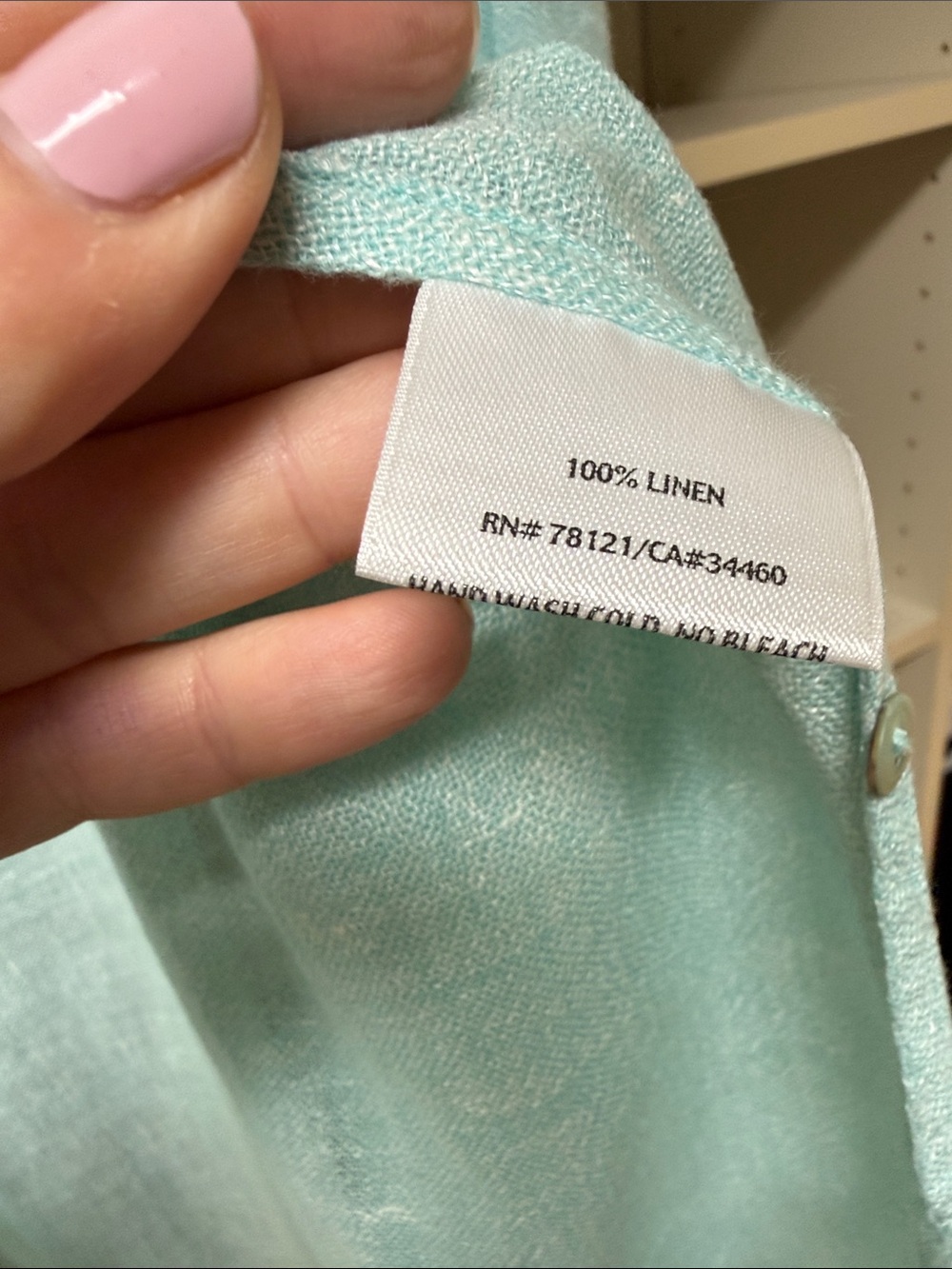 Eileen Fisher Pale Aqua Lightweight Linen Top - Picture 3 of 6